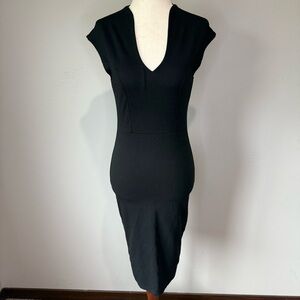 Rolla Coster Black Sheath Midi Dress V-Neck Cap Sleeve